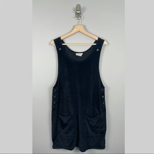 Vintage Stampede Black Velvet Apron Dress w/Front Pockets M
